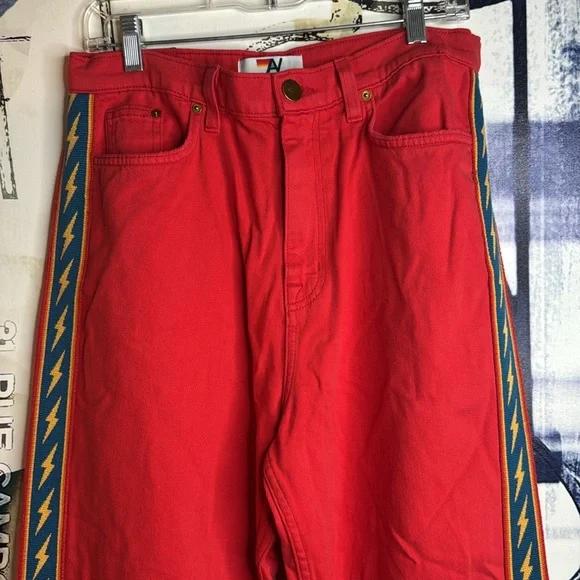 BOLT STRIPE HI RISE WIDE-LEG GYPSYJEAN size 30 inseam 30”